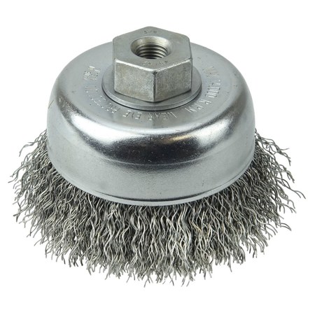 WEILER 3" Crimped Wire Cup Brush .014" Steel Fill 3/8"-24 UNF Nut 13243